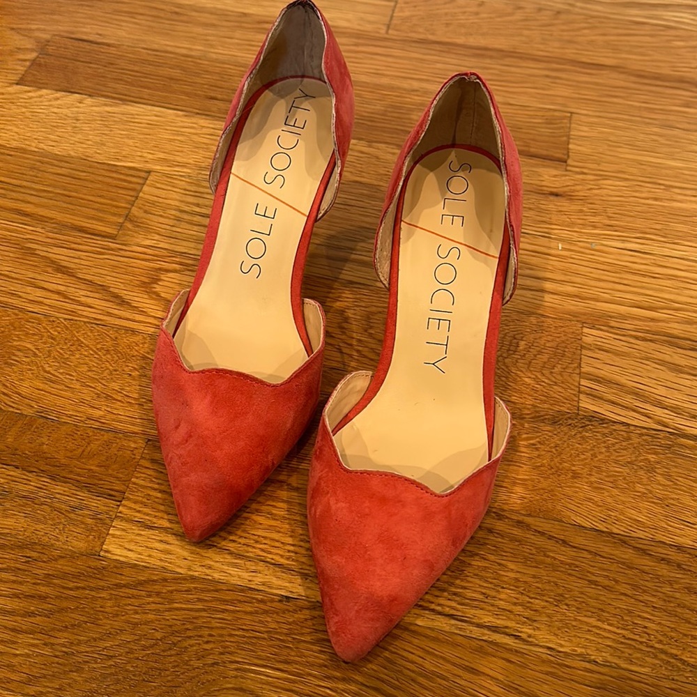 Coral red heels size 5